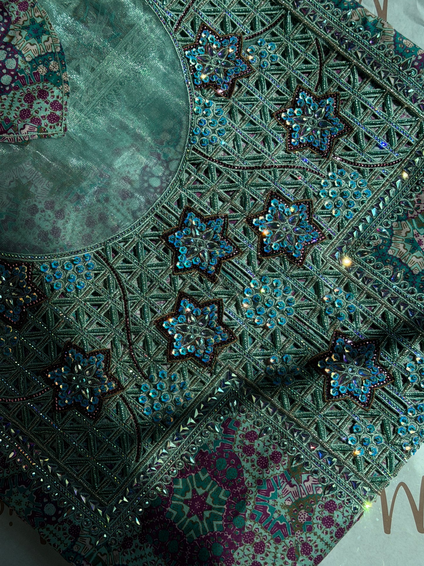 Geometrical Mkhawar - Purple & Teal
