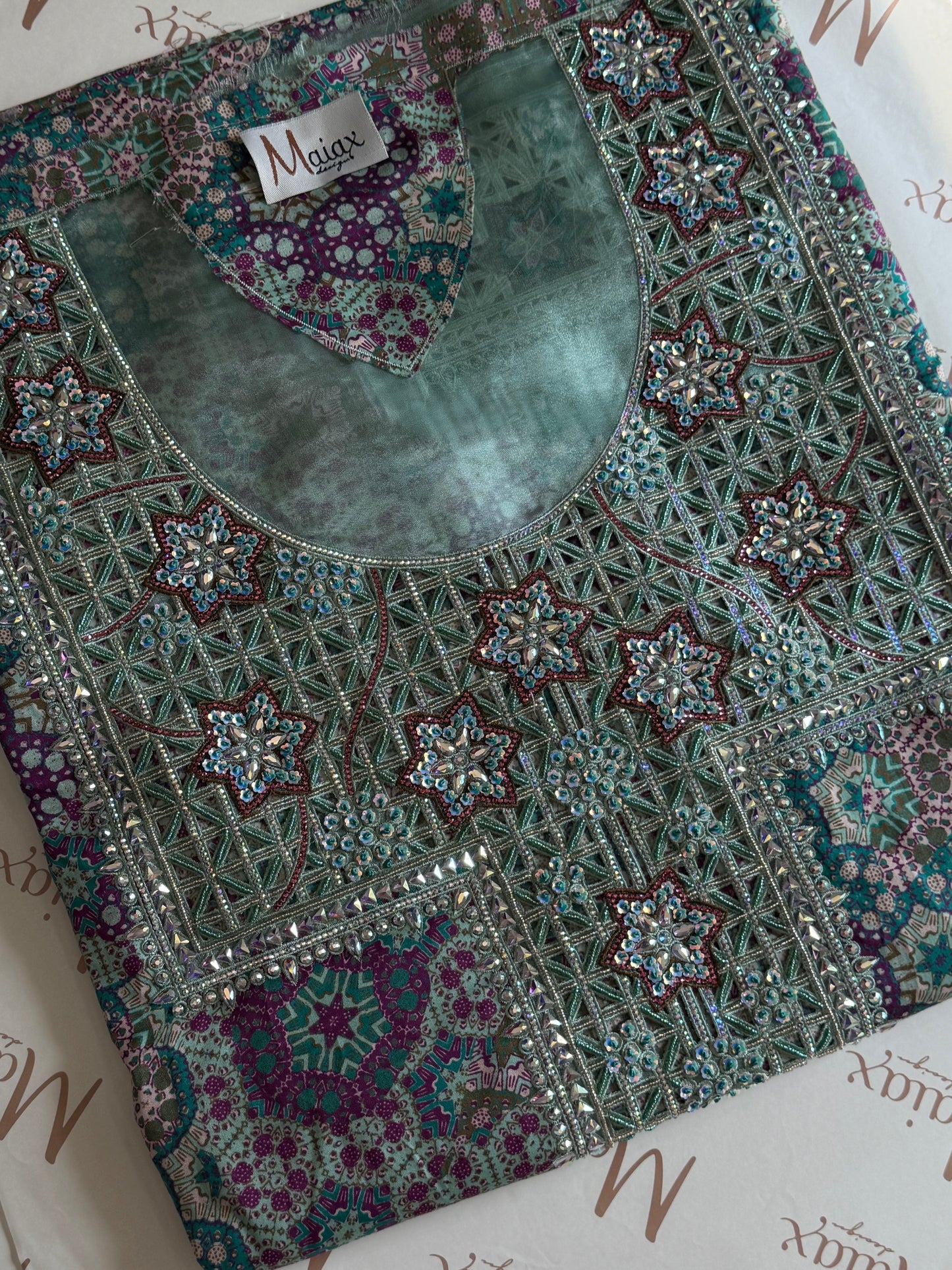 Geometrical Mkhawar - Purple & Teal