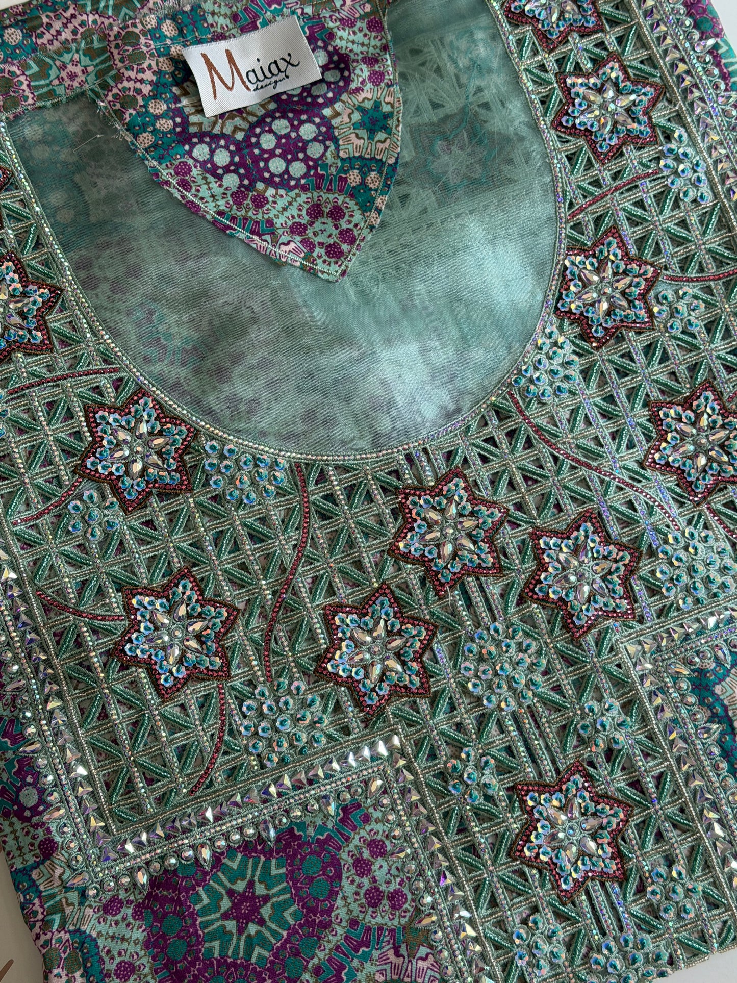 Geometrical Mkhawar - Purple & Teal