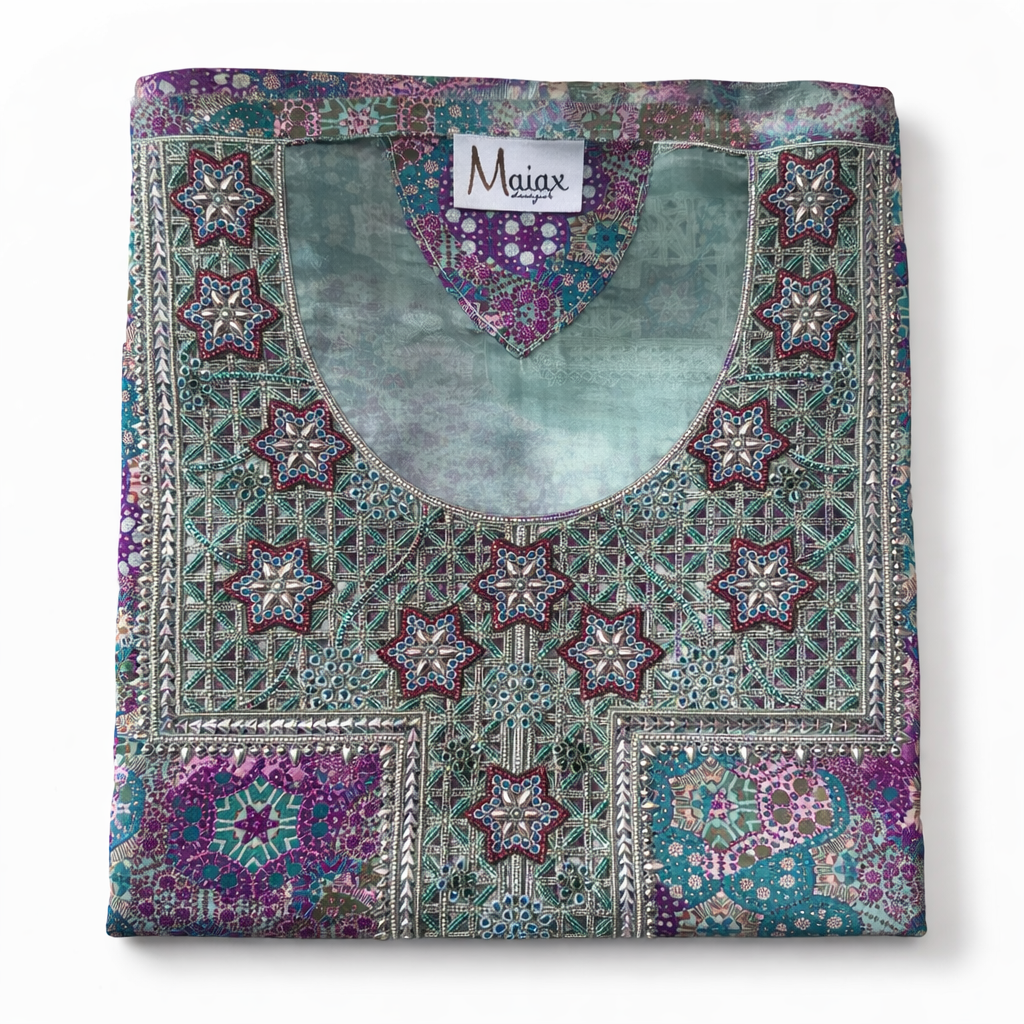 Geometrical Mkhawar - Purple & Teal